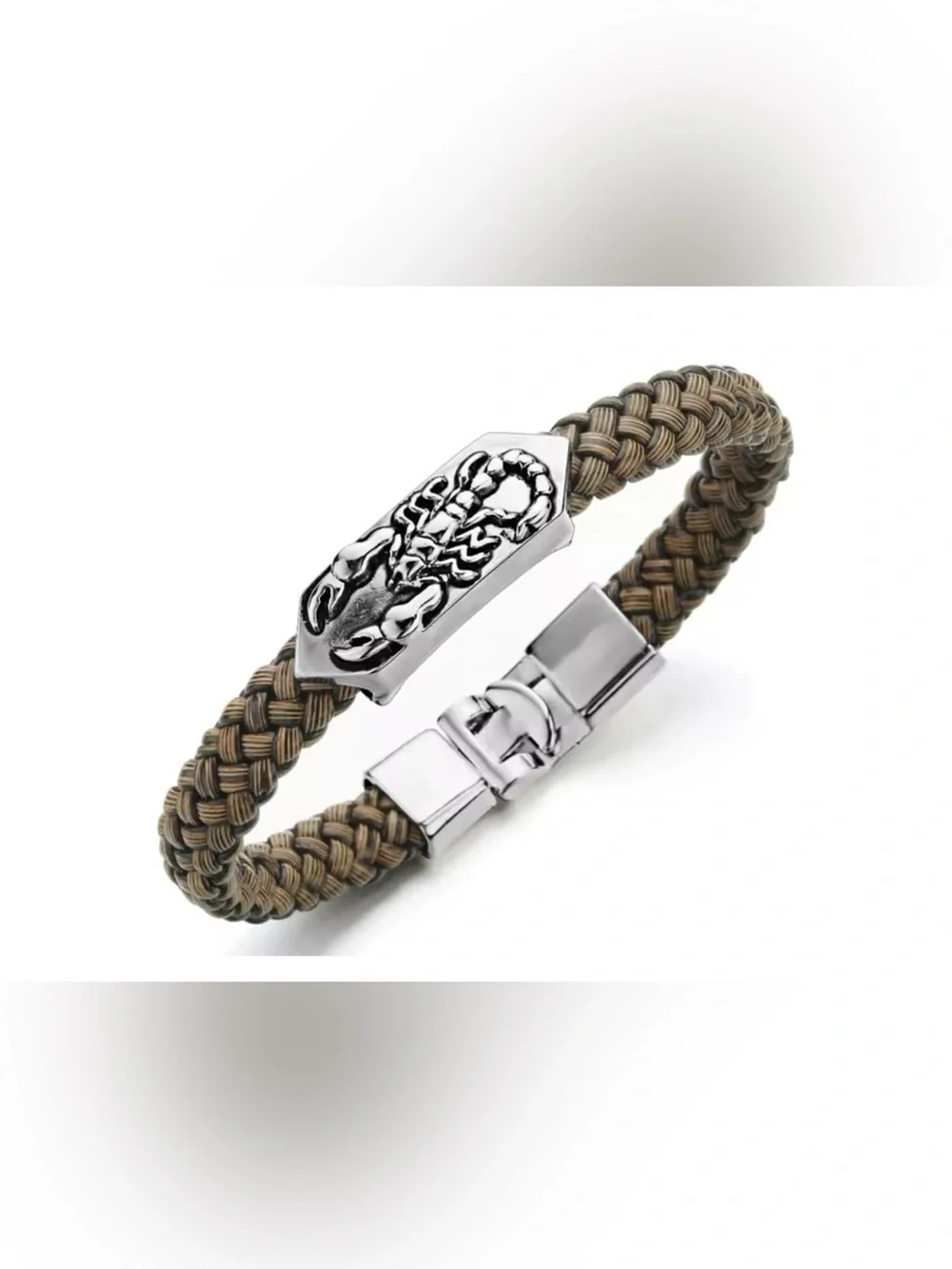 🌟🌟 Scorpion Silver and Brown Braided Bracelet